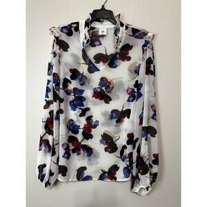CAbi Long Sleeve Floral Blouse Size M